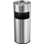 COMPASS STAINLESS STEEL LOBBY BIN WITH ASHTRAY 10 LITRE