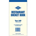 ZIONS 22D RESTAURANT DOCKET BOOK CARBONLESS DUPLICATE 200 X 95MM